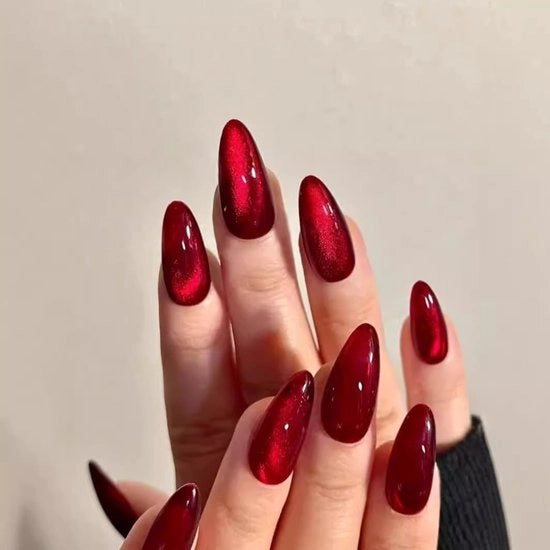 Nageli Press-on 30 Stuks - Rosso Sanguigno - Forma Ovale - Nageli in Gomma - Manuali - Duraturi con Finitura Liscia Alta