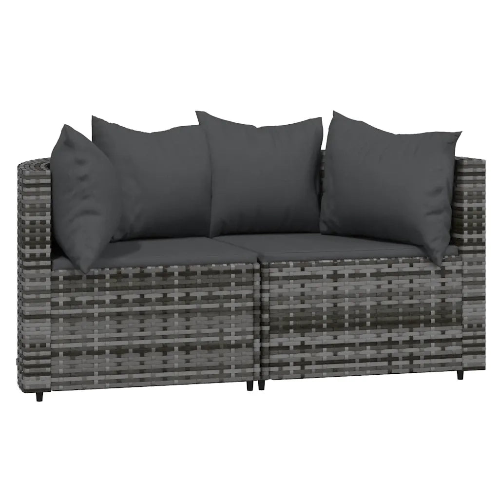 Set Divani da Giardino 3 pz con Cuscini in Polyrattan Grigio 319775