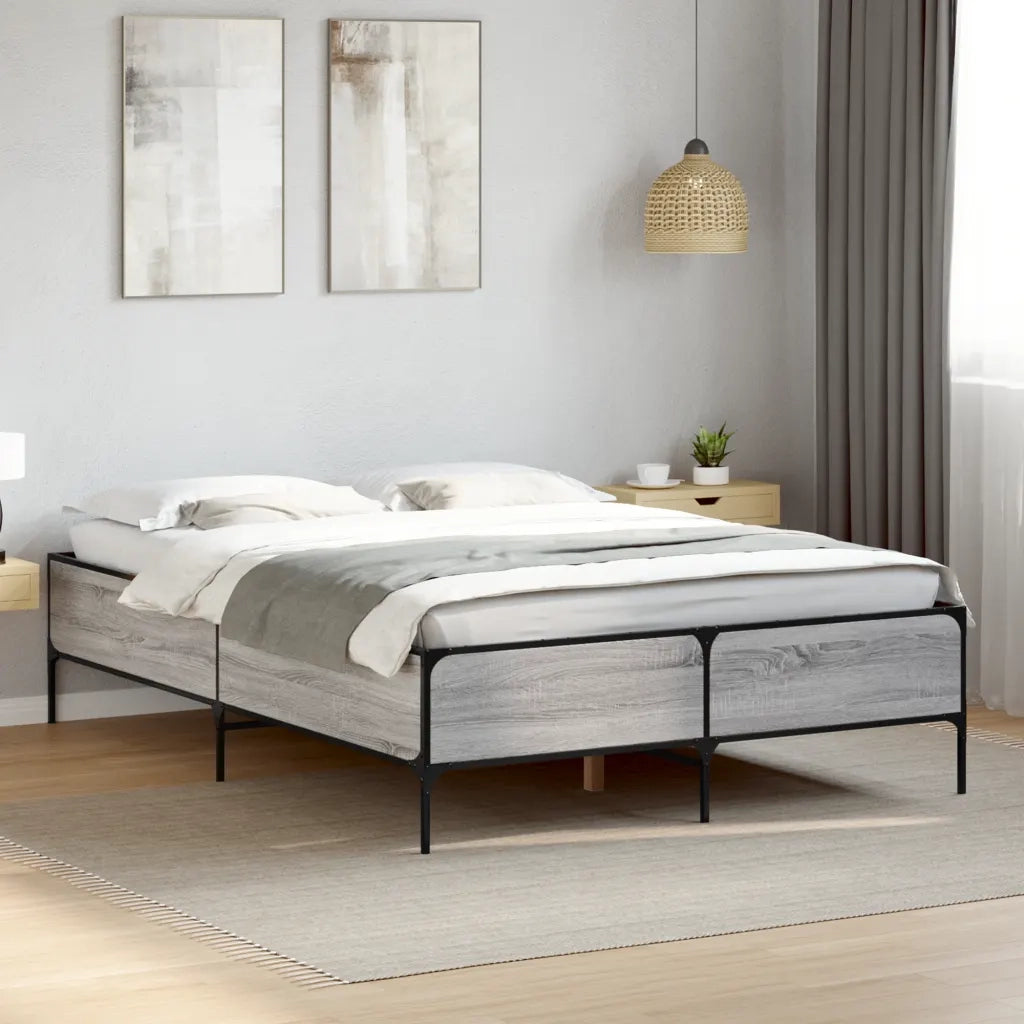Giroletto-Struttura Letto Grigio Sonoma 140x200 cm in Legno Multistrato Metallo 704579
