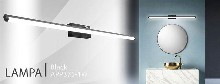 Lampada Da Parete Da Bagno Led Sopra Specchio 20w 100cm APP375-1W Nero