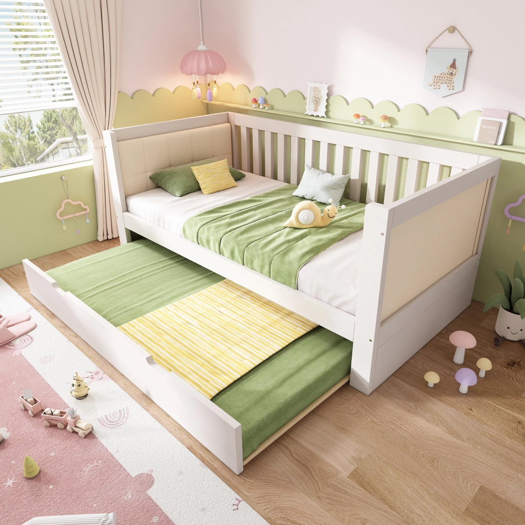 Divano letto con letto estraibile 90x190 cm in legno bianco