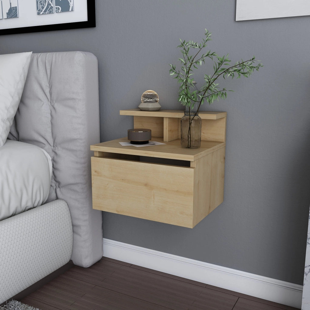 Comodino da parete in legno "Alice" - 40 x 32 x 35 cm - Beige