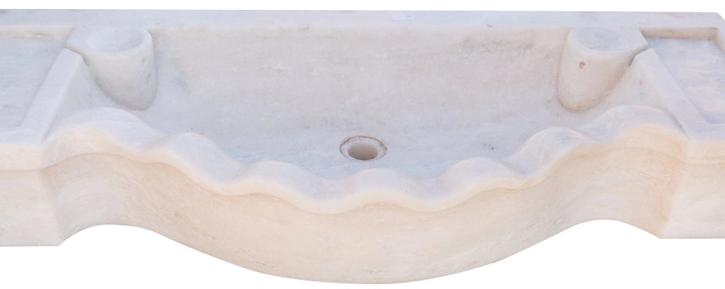 Biscottini Lavandino in marmo bianco L114xPR45xH18 cm Vasca realizzata completamente