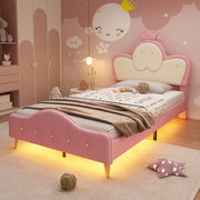 letto imbottito pu rosa bianco 90x200 cm