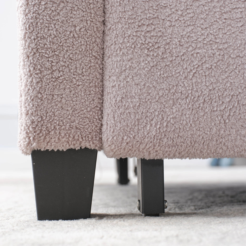 Divano letto 3 in 1 con schienale reclinabile portabicchieri porta USB per piccoli spazi in legno e metallo grigio
