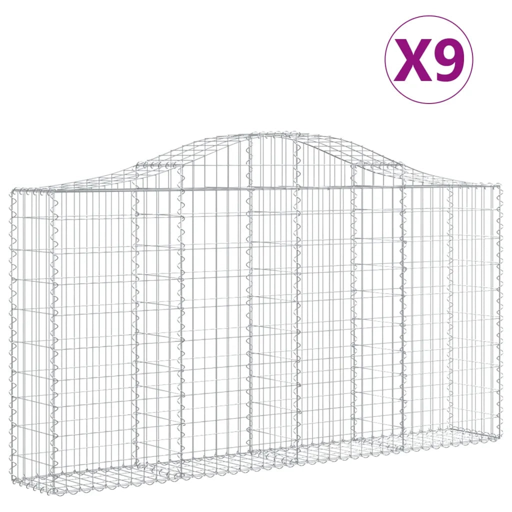 Cesti Gabbioni ad Arco 9 pz 200x30x100/120 cm Ferro Zincato 3145437