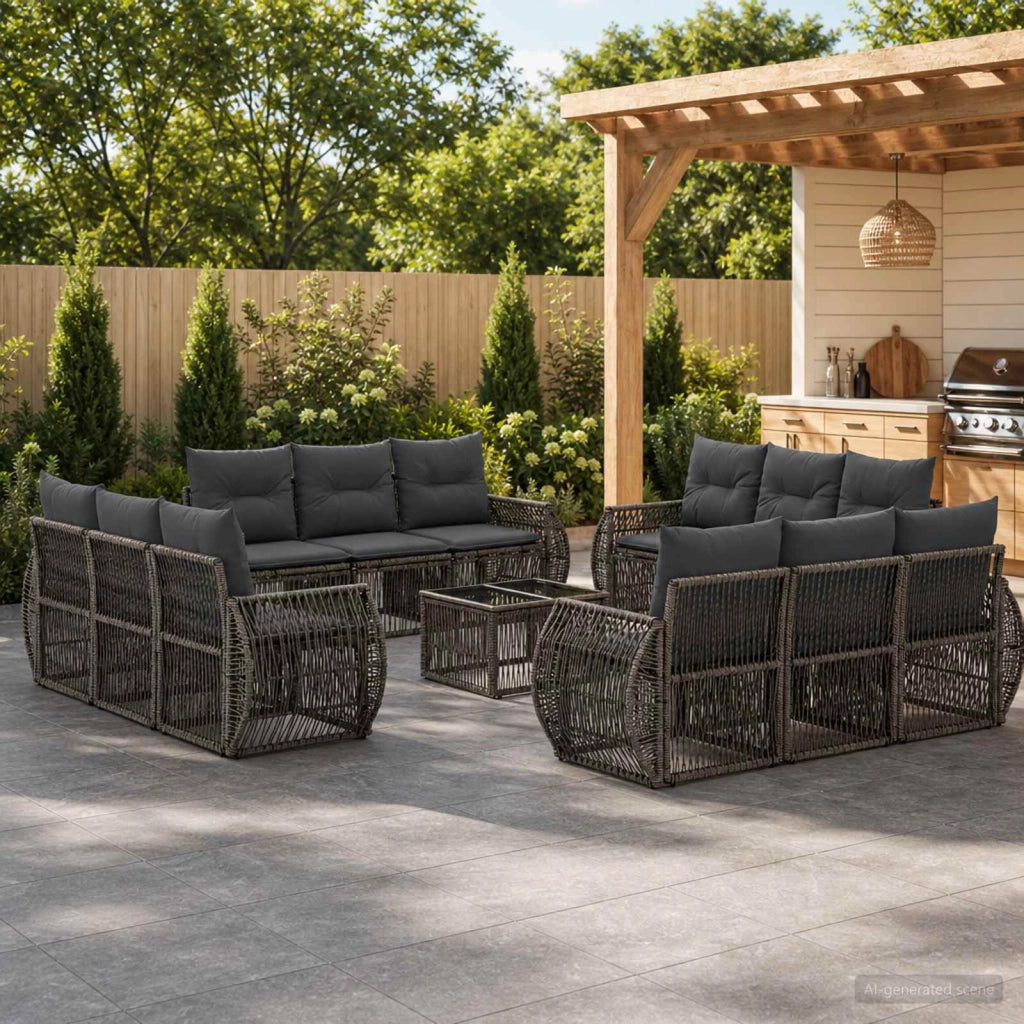 Set Divano da Giardino 13 pz Grigio e Grigio Scuro polyrattan 3435371