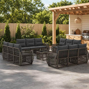 Set Divano da Giardino 13 pz Grigio e Grigio Scuro polyrattan 3435371