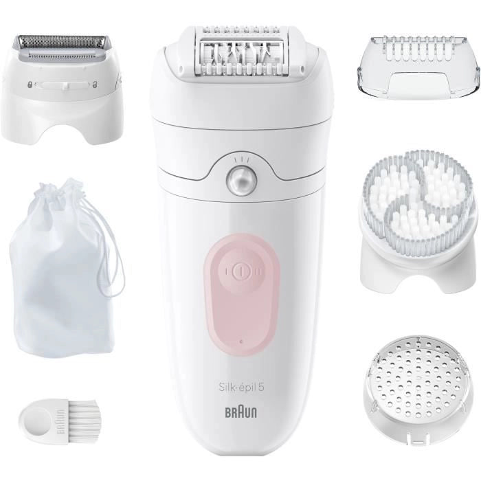 Epilatore elettrico - BRAUN - Silk-épil 5 - Depilazione facile - Pelle morbida a lunga durata - 5-060 - Bianco / Rosa