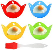 Egg Cooker 4 pezzi - BPA libero - Silicone - Antiscivellamento - Adatto per Microonde/Forno - Intervallo di temperatura - Incluso Spazzolino per olio