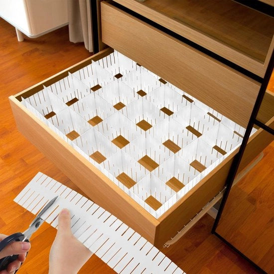 Allestimento plus - 40 pezzi di divisori di cassetti regolabili bianchi - Comodino Cucina Camera da letto Armadio