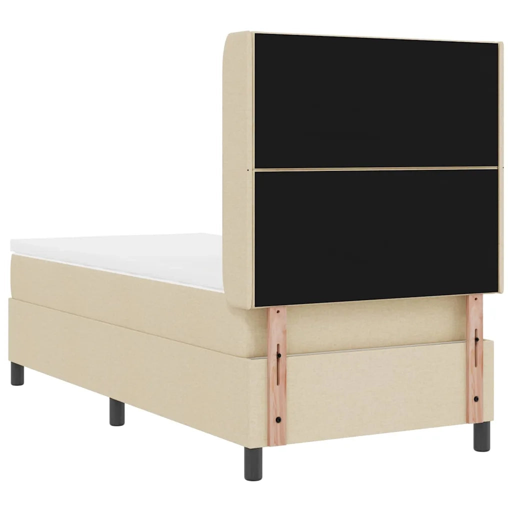 Letto a molle con materasso Crema 90 x 200 cm Tessuto 3343551