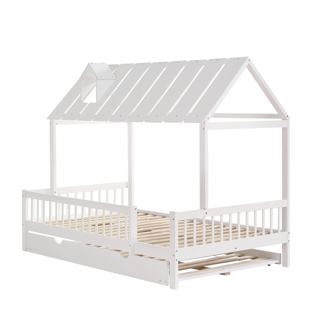Letto per bambini con giroletto ¨C Minimal ¨C Bianco legno pino MDF 120x200/190cm