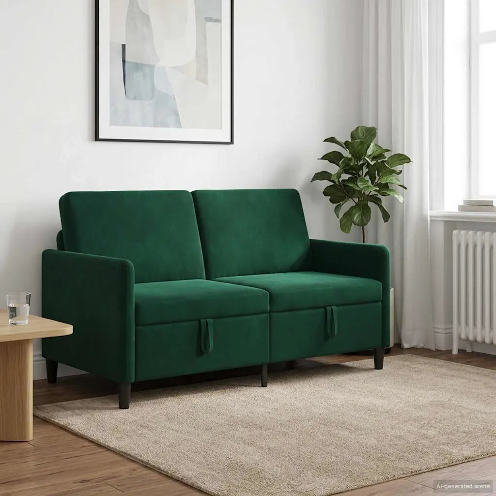Divano con Storage Verde Scuro 152 x 78 x 87 cm Poliestere 42036935