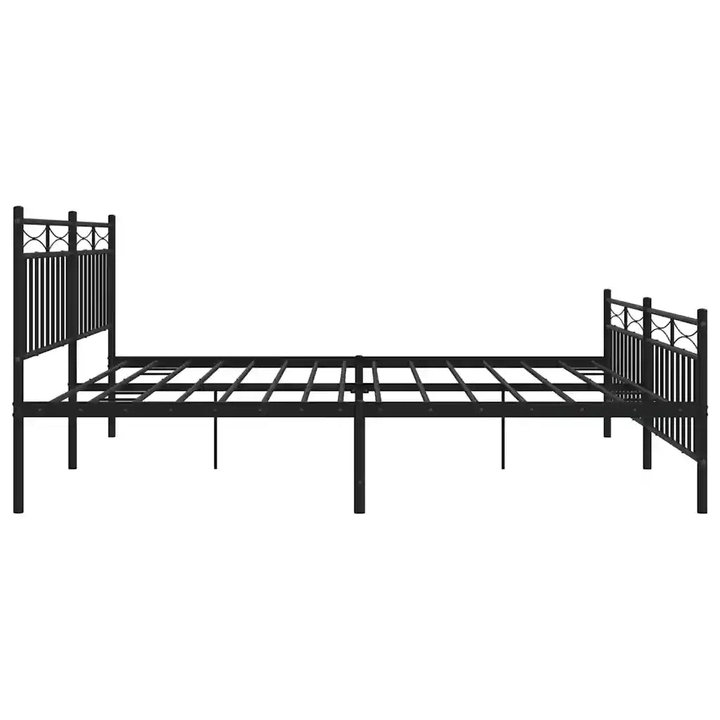 Giroletto con Testiera e Pediera-Struttura Letto Metallo Nero 193x203 cm 504027