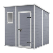 Keter 245104 Manor Pent Casetta da Giardino in Resina Tetto a Una Falda Pavimento Incluso 183,5x185x200 cm colore Grigio