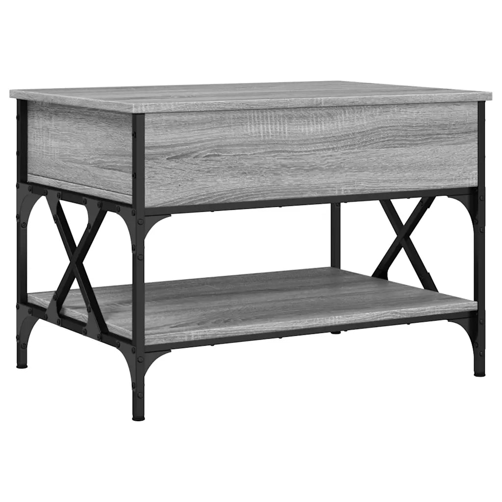 Tavolino Salotto-Tavolino da soggiorno-Tavolo Grigio Sonoma 70x50x50 cm Multistrato Metallo