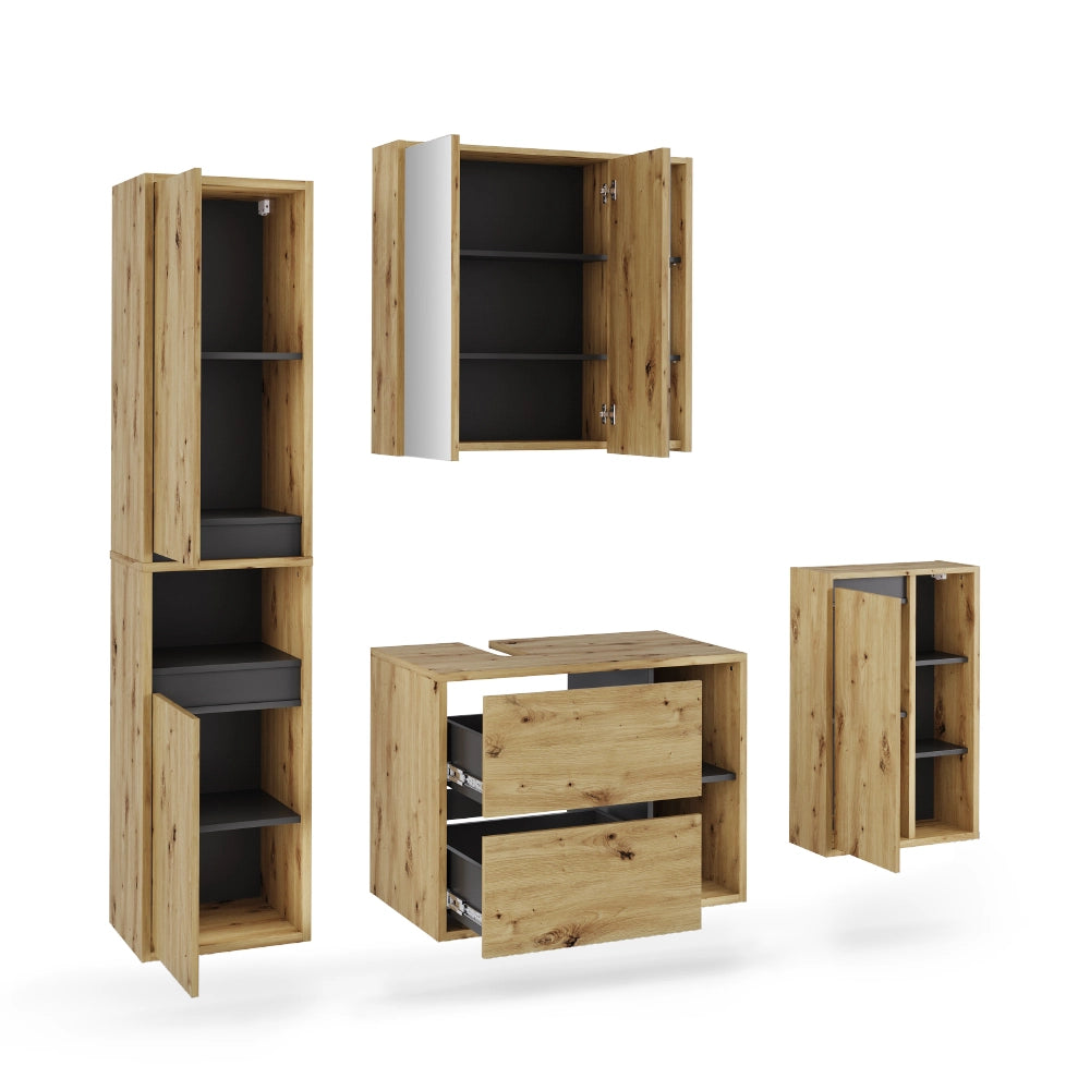 Vicco Set di mobili da bagno Artigiano/grigio 4 parti