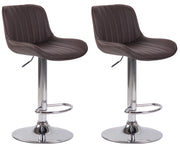 Set di 2 sgabelli da bar Lentini in similpelle marrone,cromo