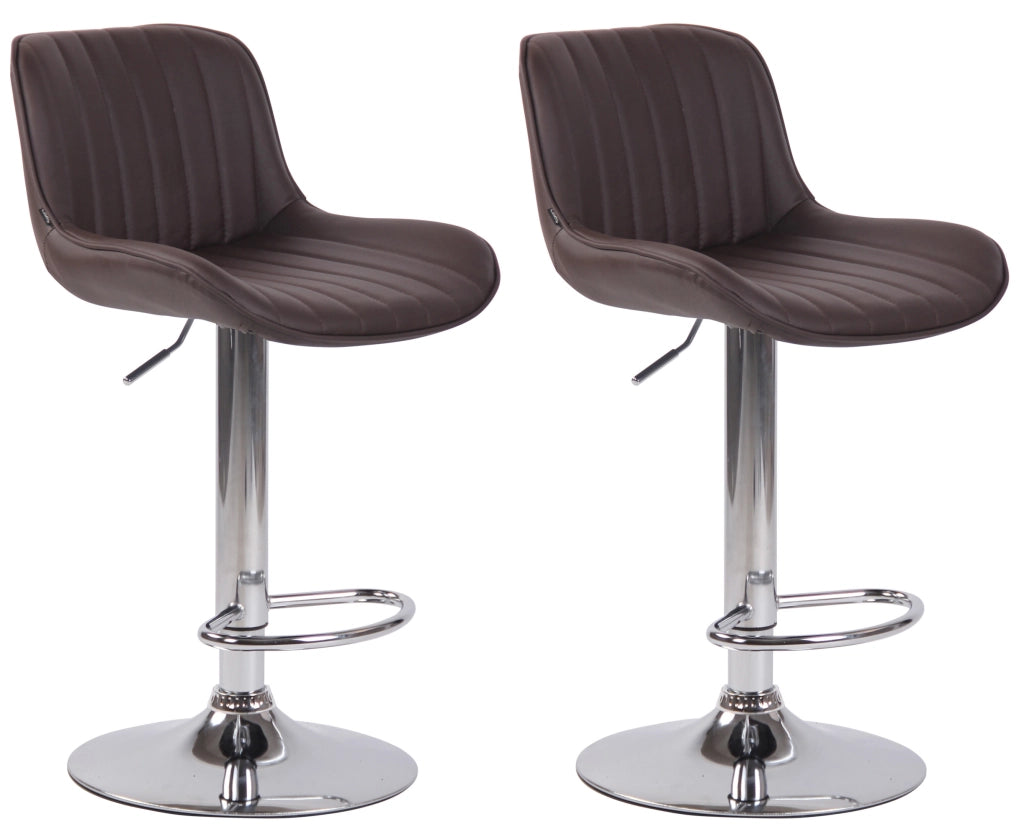 Set di 2 sgabelli da bar Lentini in similpelle marrone,cromo