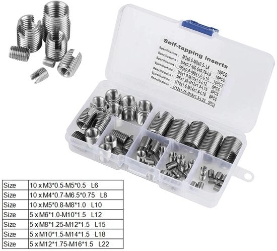 Kit di rafforzamento a viti 50 pezzi - Autoimpianto - Acciaio inossidabile - Per la riparazione - Alta durezza - Rafforzatore di viti