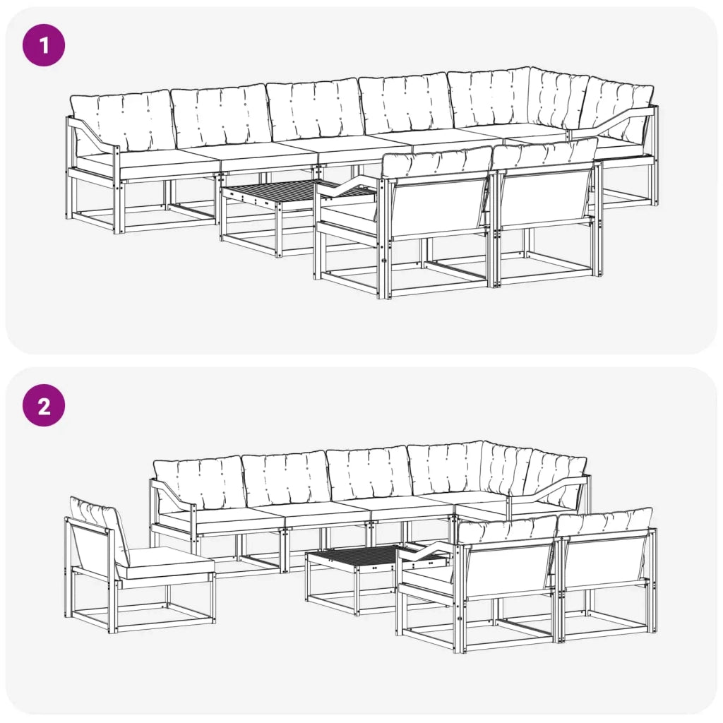 Set di divani da esterno 9 pz Bianco e Grigio Chiaro 3388837