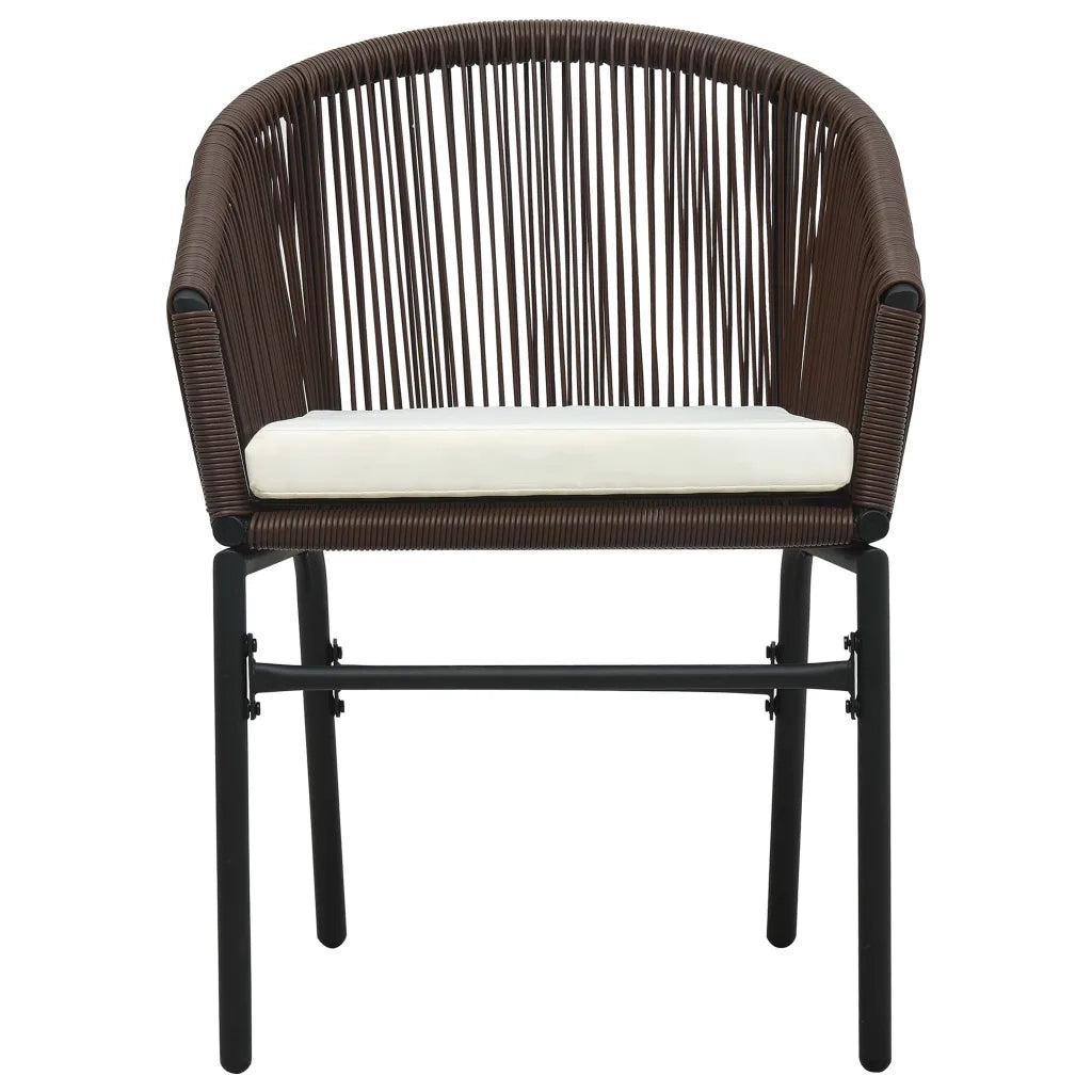 Set da Bistrot 3 pz con Cuscini in Polyrattan Marrone   cod mxl 36249