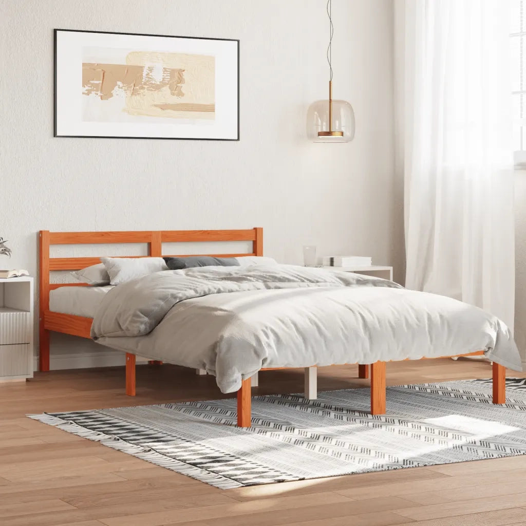 Letto senza Materasso-Struttura Letto Marrone Cera 120x200 cm in Legno di Pino 827405