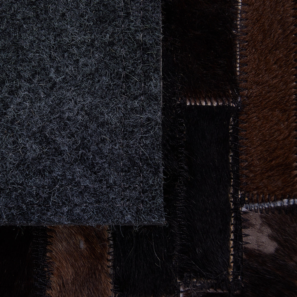 Tappeto in pelle marrone con spago di lana 140 x 200 cm patchwork rustico