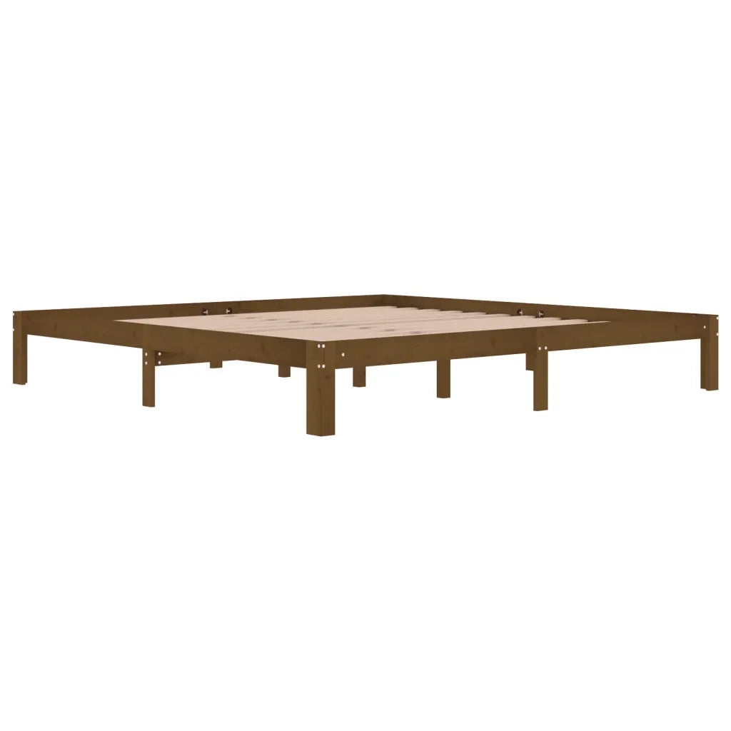 Letto matrimoniale | Letto per adulti | Giroletto senza Materasso Ambra in Legno di Pino 200x200 cm