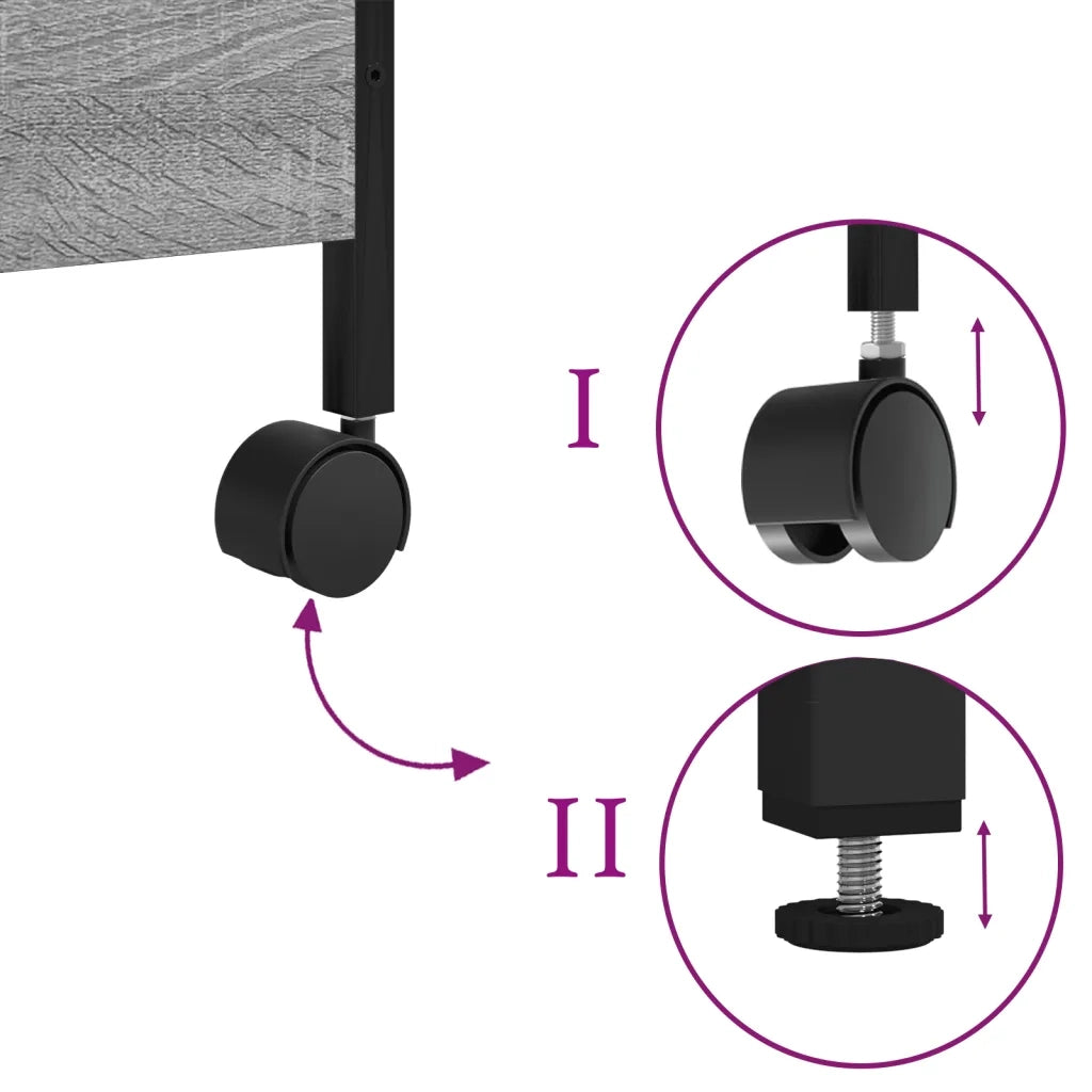 Carrello da Cucina Grigio Sonoma 50x30x70 cm Legno Multistrato 842359
