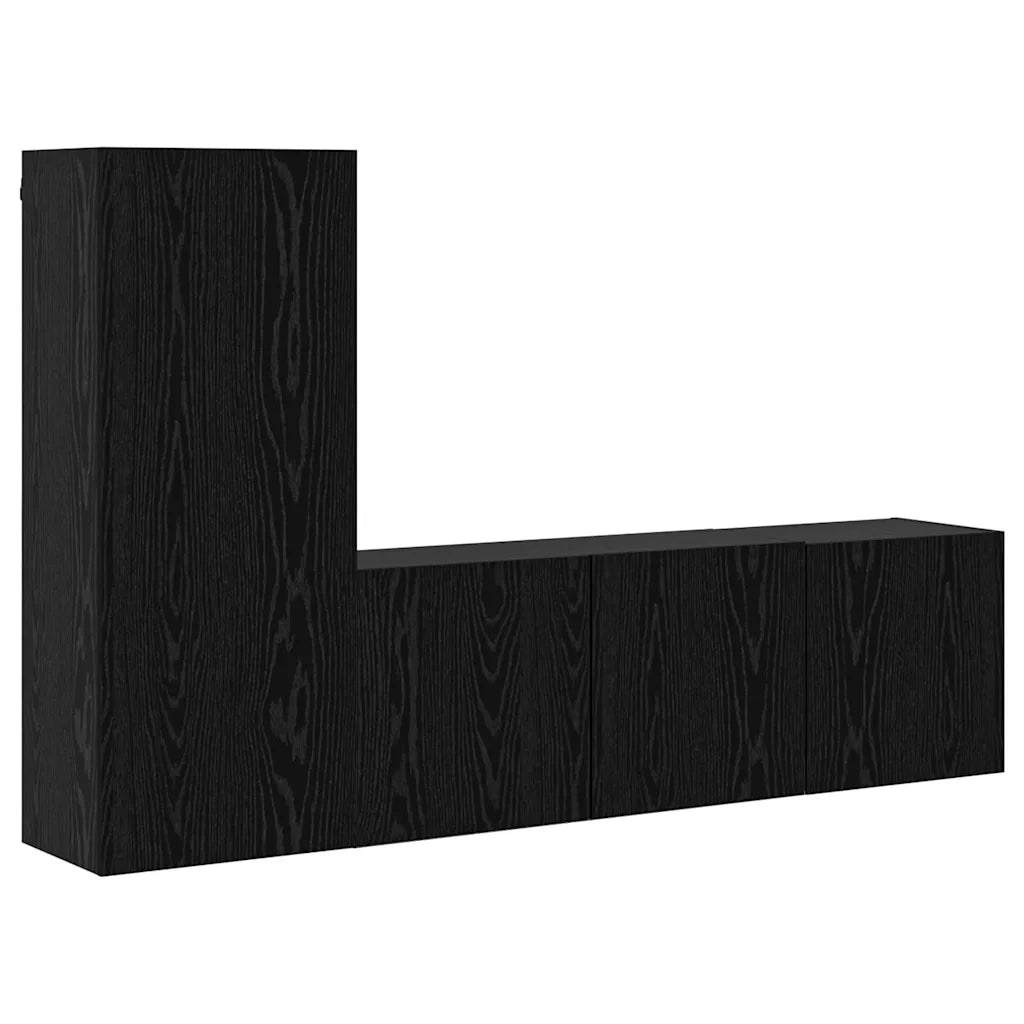 Unità TV da Parete 5 pcs Rovere Nero Legno multistrato 3402769