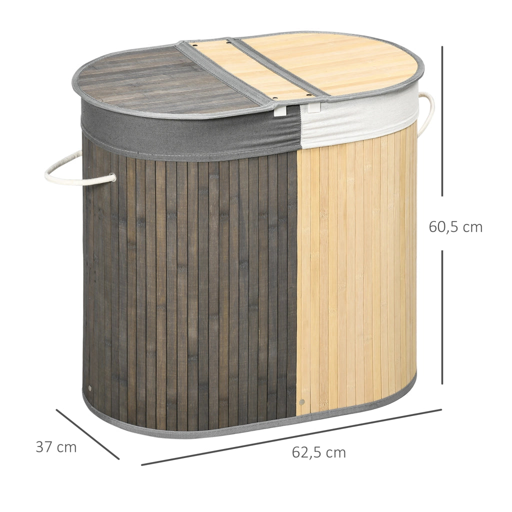 Cestino per bucato in bamb¨´ 100L ¨C zephmum ¨C grigio 62.5x37x60.5 cm