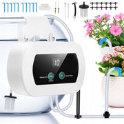 Sistema di irrigazione a gocce - Automatizzato per 10 piante - Funzione anti-aspirazione + allarme bassa acqua - Bianco - 2200mAh - Con timer LCD
