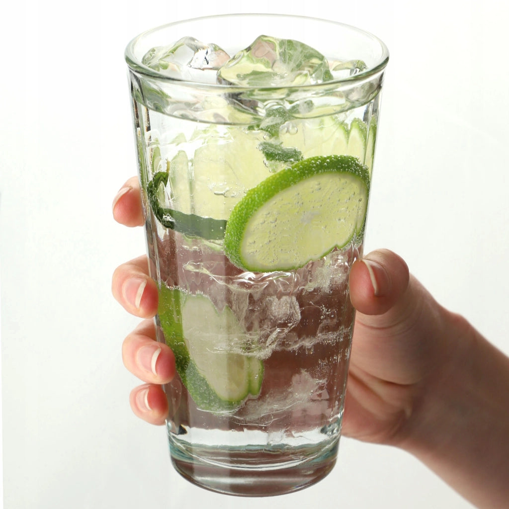 Caraffa in vetro KADAX per bevande da 1,1 l + 6 bicchieri da 360 ml per succhi di frutta