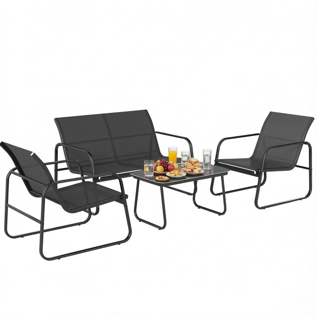 Set da giardino 4 pezzi con panca, poltrone e tavolino