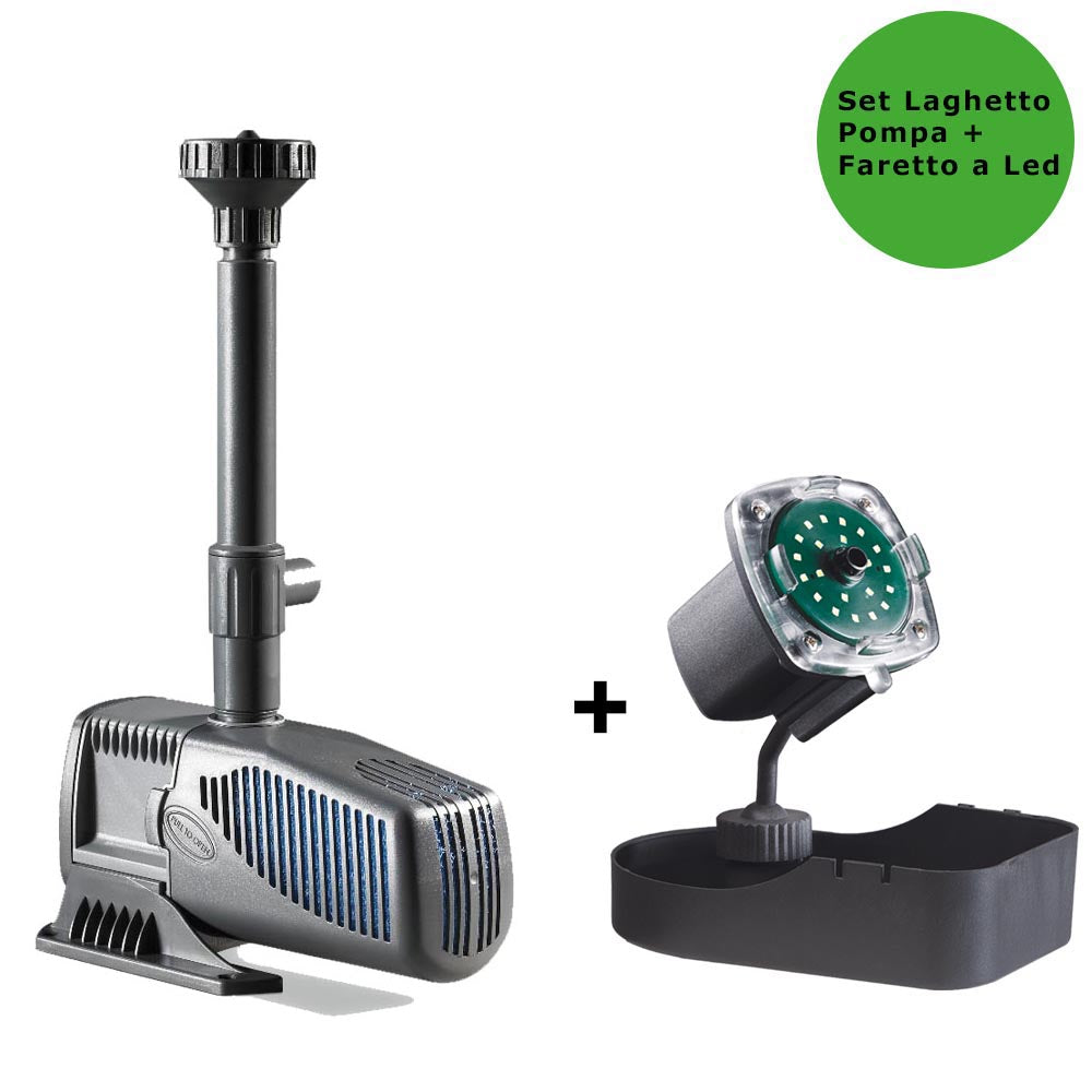 Multipack per laghetto pompa syncra pond 1.0 950 litri/h + faretto nathur a led sommergibile