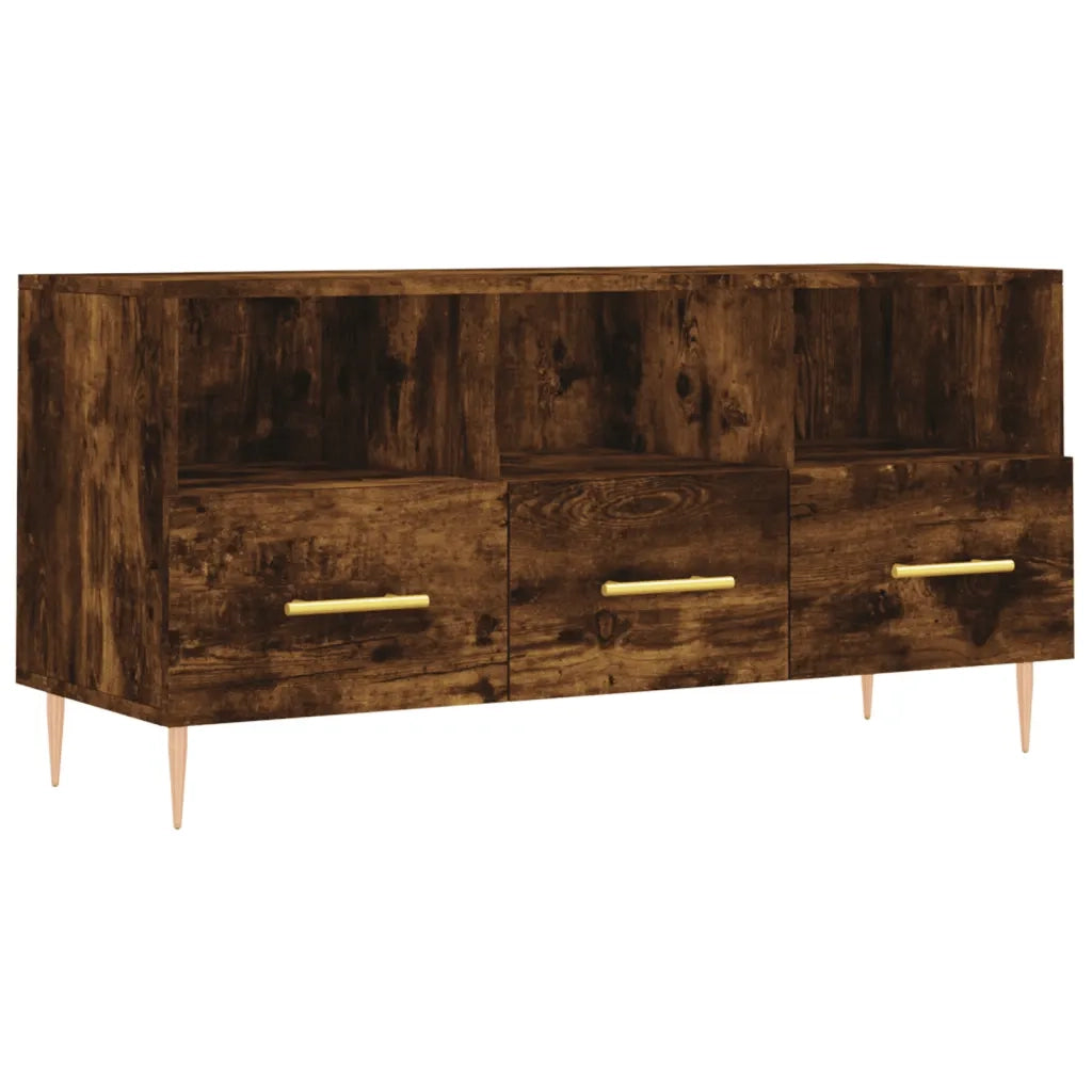 Mobile Porta TV-Mobile per TV-Credenza TV Rovere Fumo 102x36x50 cm in Legno Multistrato 398286