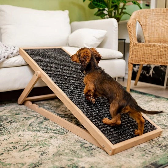 Pavimento per cani e gatti trappola per cani che salgono sul letto o divano pavimento per cani e gatti in legno pieghevole pavimento antiscivolo per animali domestici trappola per cani - naturale