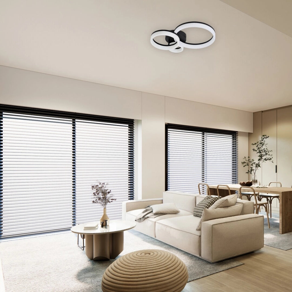 Plafoniera LED ad anelli nera 24W CCT Amilia Rabalux