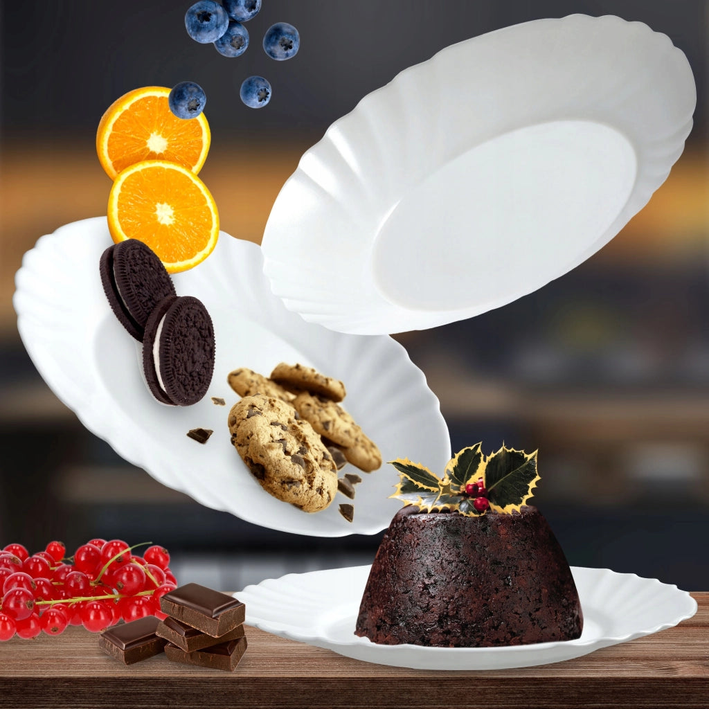Piatto da dessert KADAX, 20 cm, in vetro bianco, per torte.