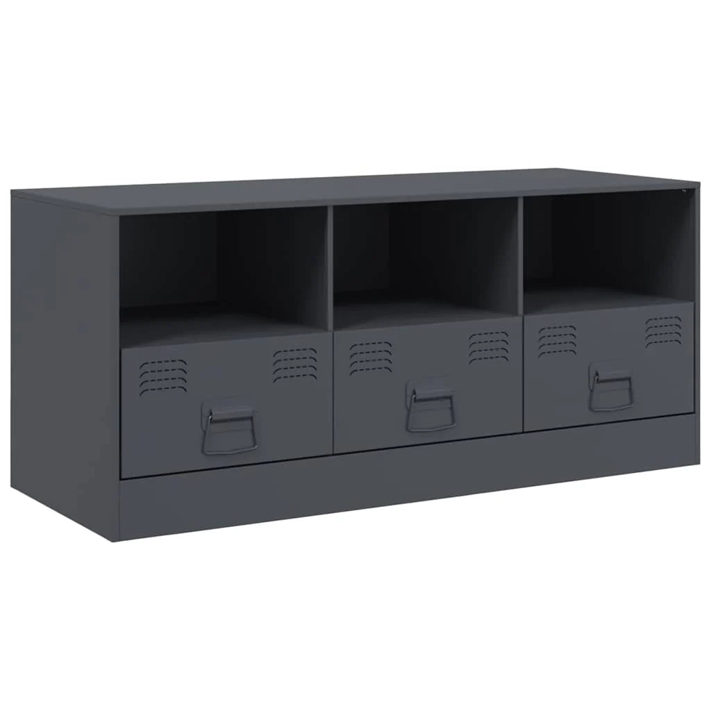 Mobile TV multimediale mensola TV credenza TV adatto per sala da pranzo soggiorno camera da letto antracite 99 x 39 x 44 cm acciaio antracite 02_0026408