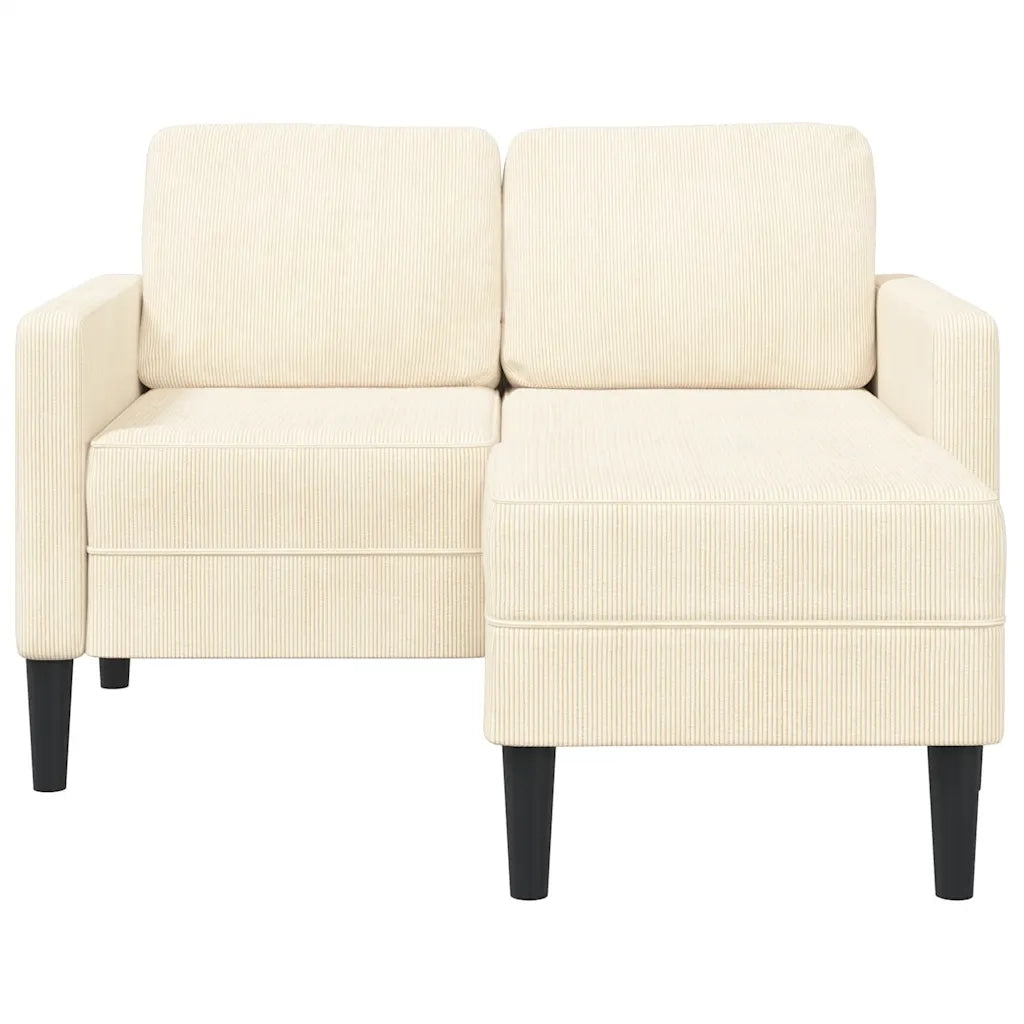 vidaXL Divano 2 Posti con Chaise longue a L Crema 125 cm Lino