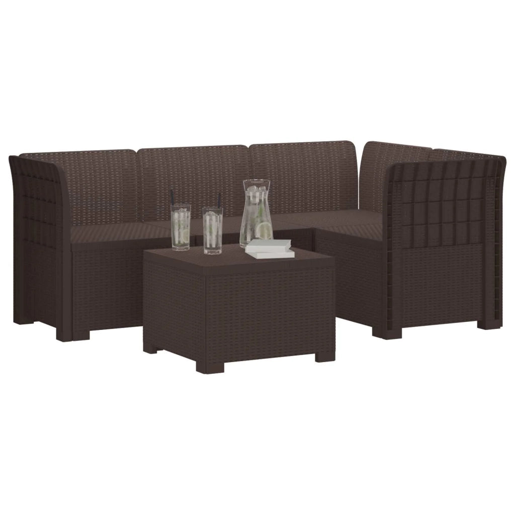 Divano da giardino 4 posti aspetto rattan PP Marrone 3443995
