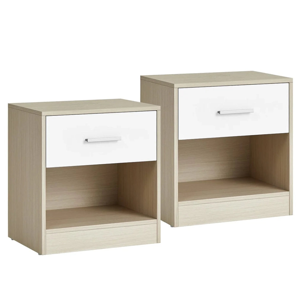 Comodino set da 2 tavolini laterali 28 x 39 x 41 cm con cassetto maniglia scomparto aperto tavolino da caffè per camera da letto soggiorno beige 12_0007662