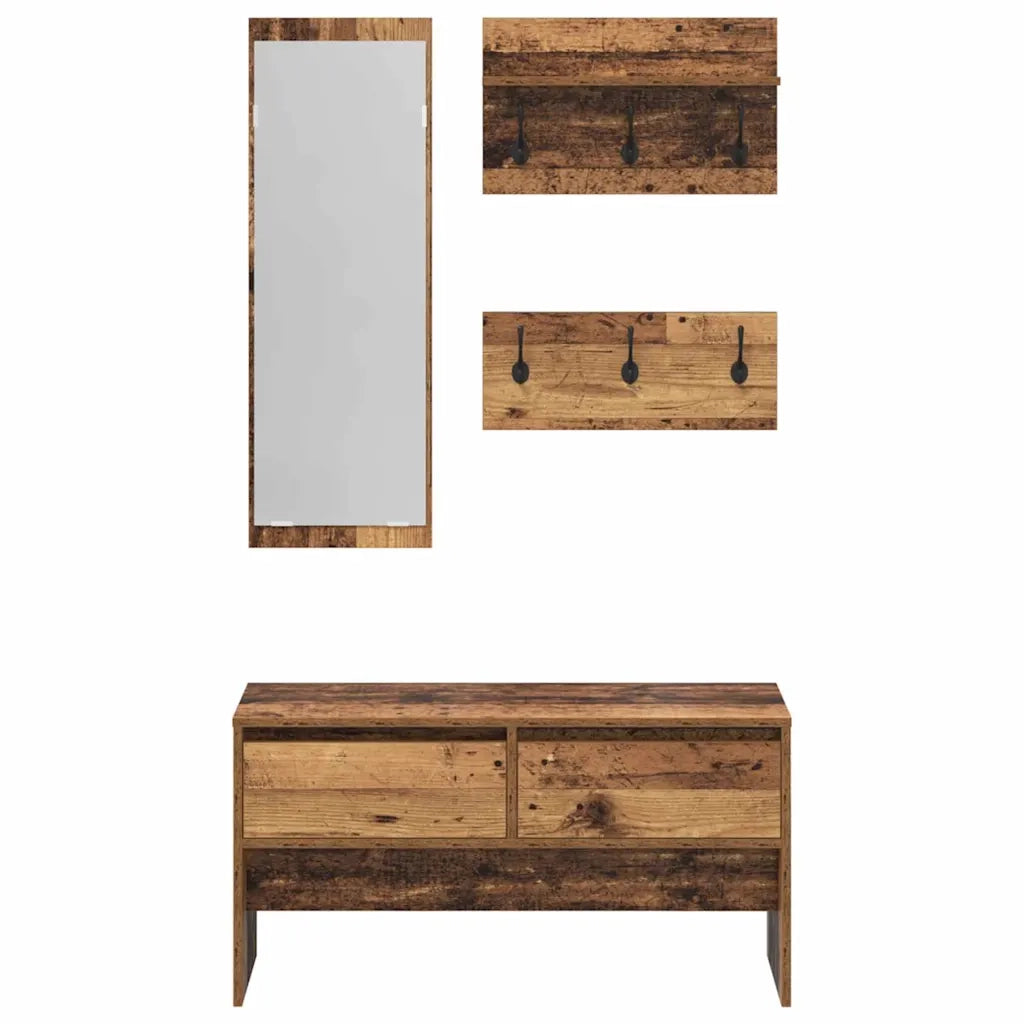 Set mobili da ingresso 4 pcs Legno vecchio Legno multistrato 871527