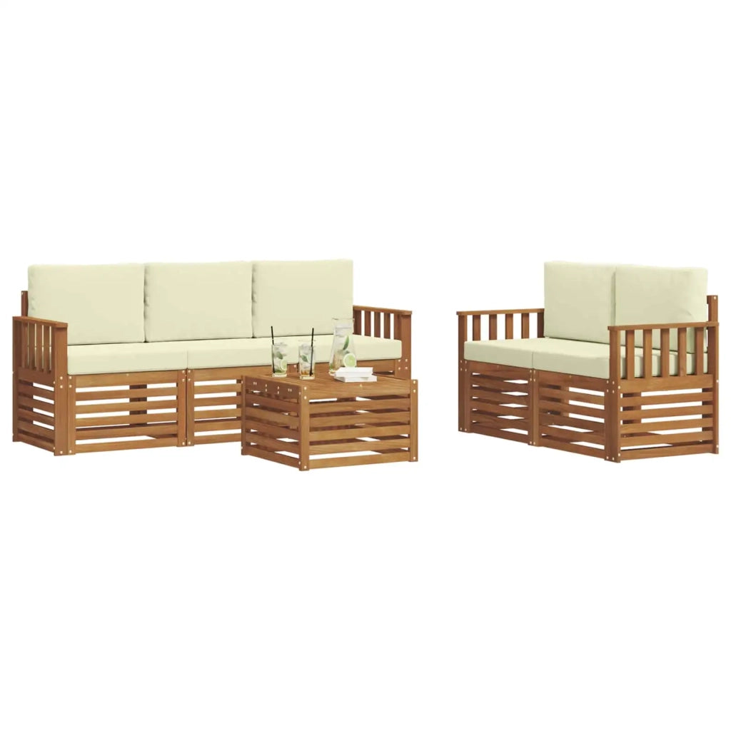Set di divani da esterno 6 pz Naturale e Crema 3374360