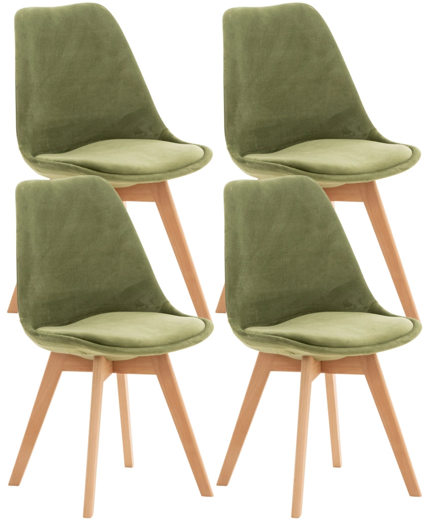 Set 4 Sedie Pranzo Linares Verde chiaro,Velluto