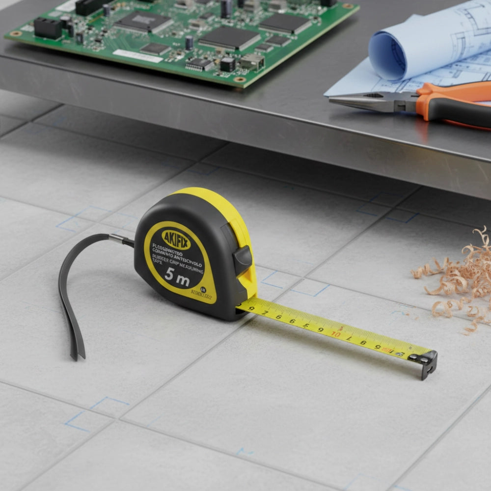 Flessometro gommato antiscivolo professionale akifix 5 m x 25 mm