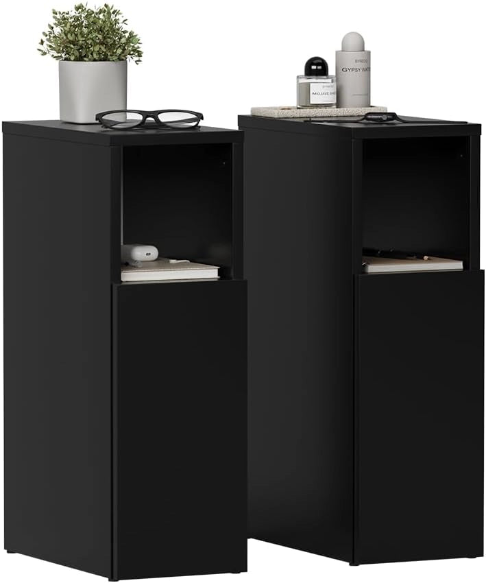 Comodino Enton, Nero, Set di 2